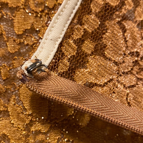 Marina Embroidered Lace Gown Metallic Gold Dress - Picture 4 of 6